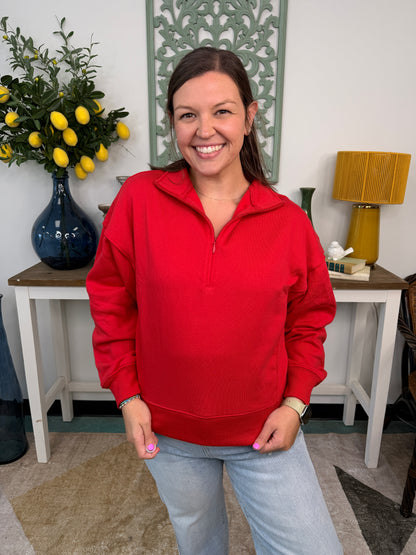 Fleece High Neck Half-Zip Sweatshirt *Final Sale*