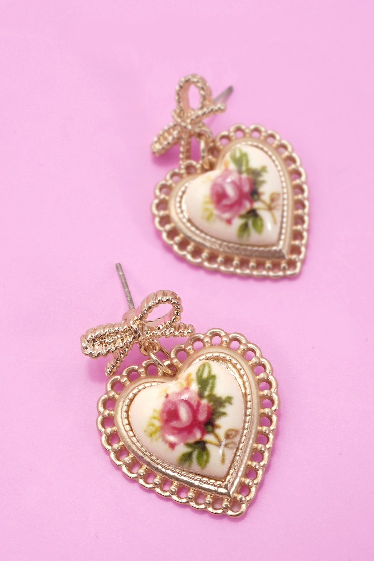 Ceramic Porcelain Bow Drop Earrings