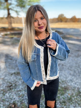 Bluebelle Lace Denim Jacket - Medium Denim