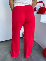 Soft Drape Wide Leg Pants - Red