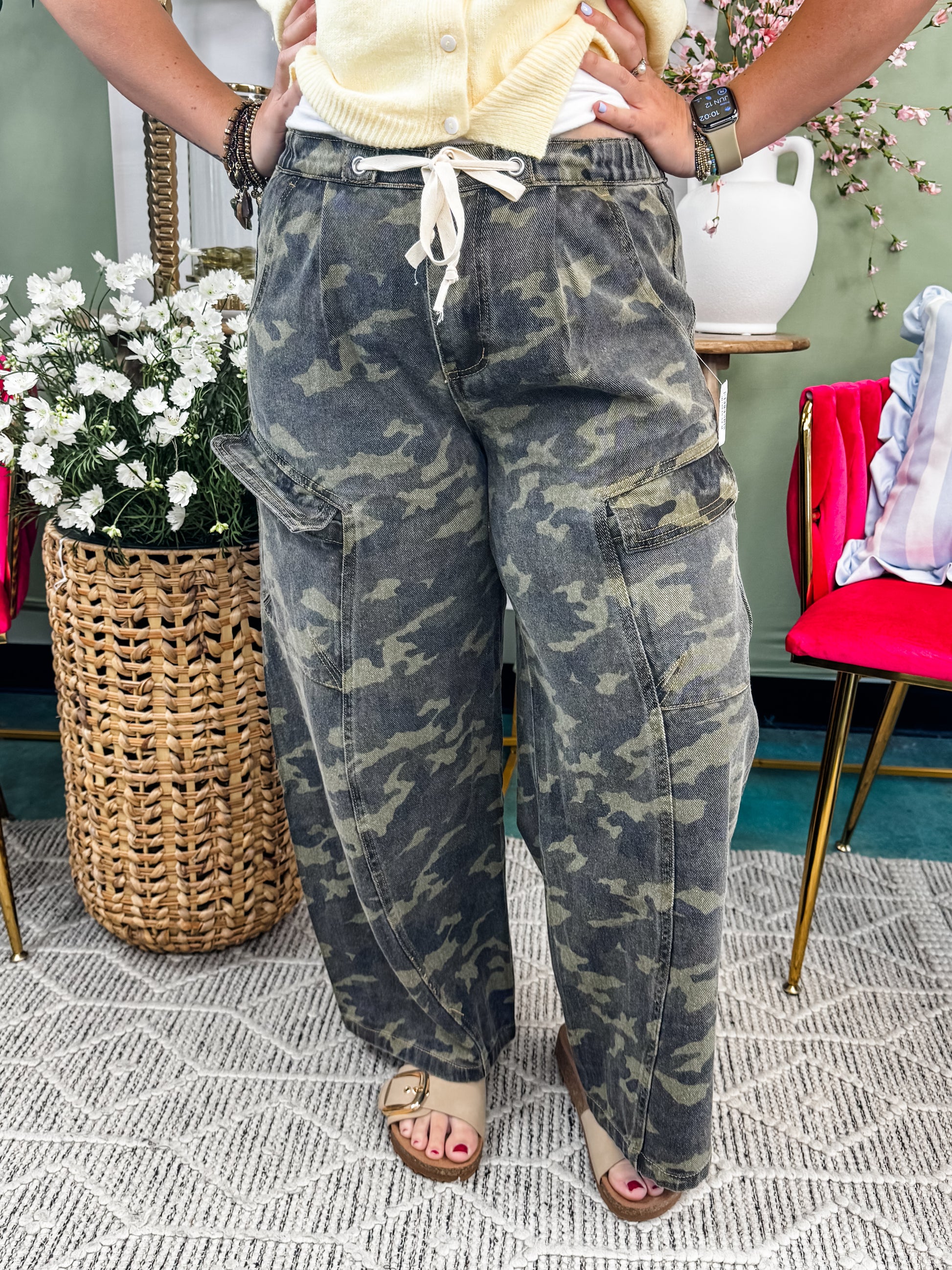 Camouflage Baggy Barrel Pants With Cargo Pockets