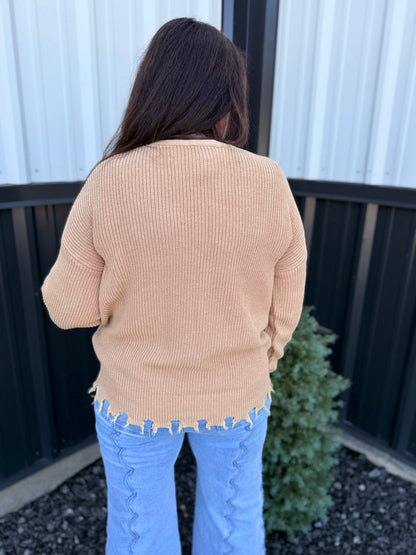 Vintage Washed V-neck Sweater Cardigan
