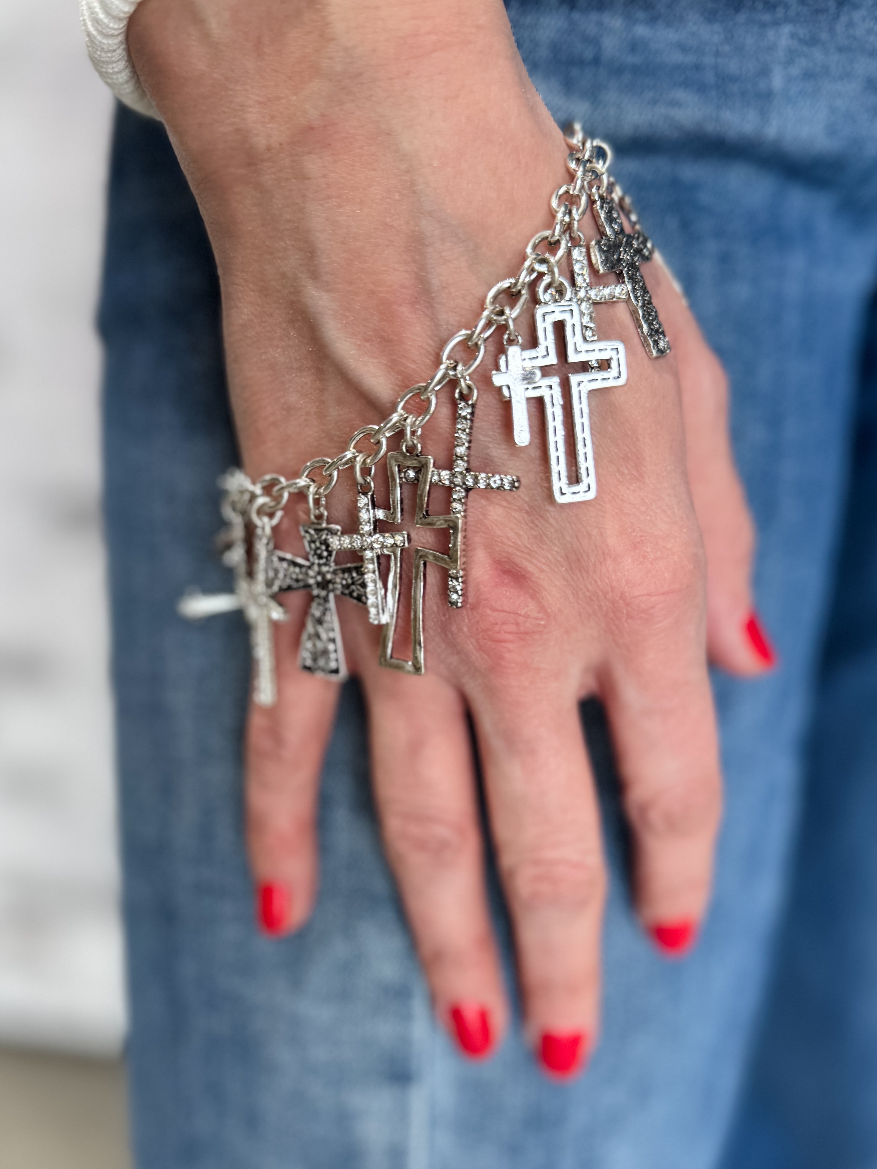 Silver Cross Charm Bracelet