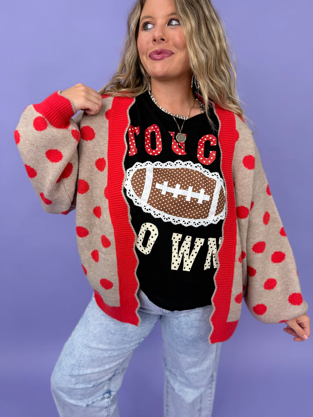 Vintage Polka Dot Scalloped Trim Cardigan