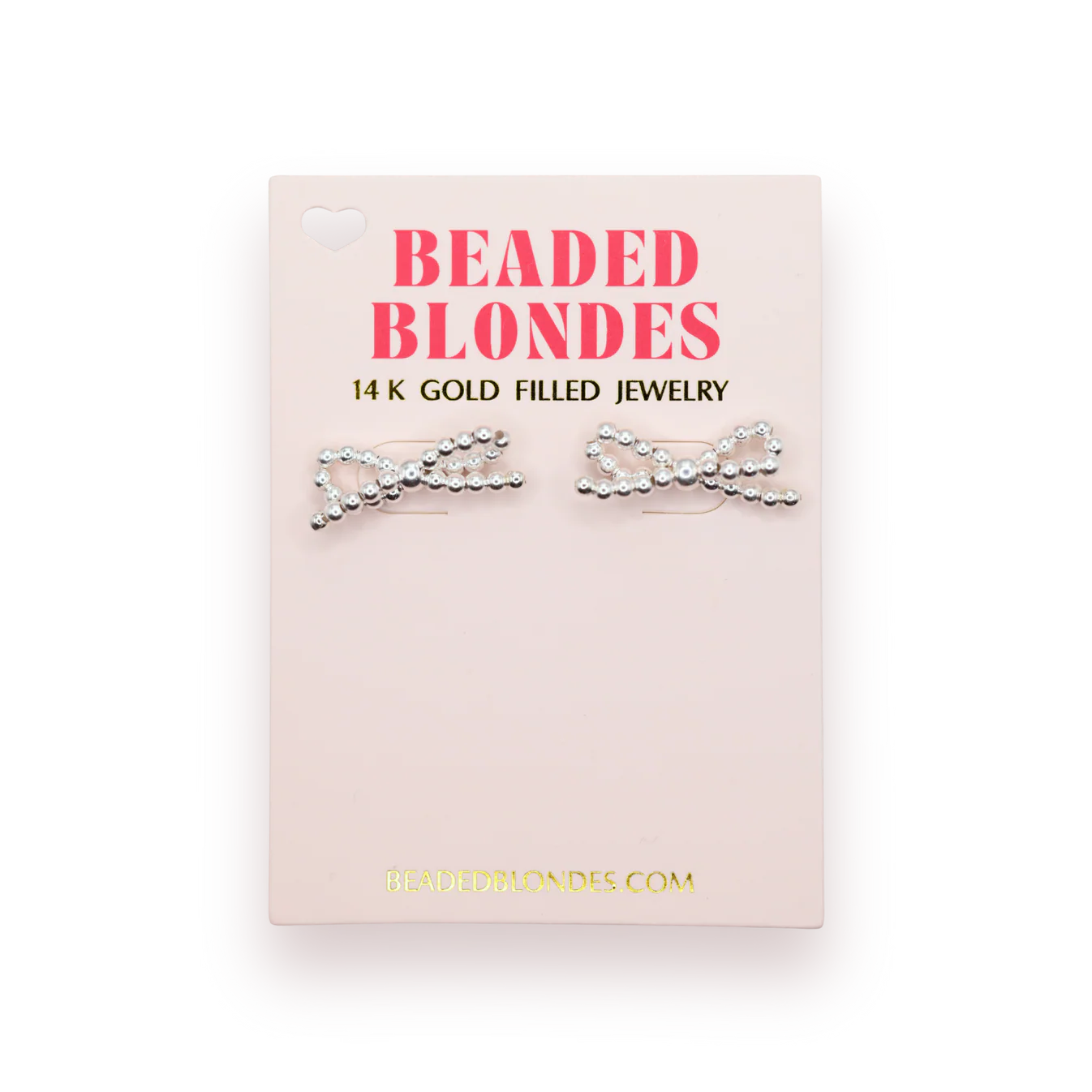 Beaded Blondes Silver Bow Earrings