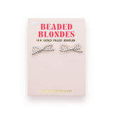 Beaded Blondes Silver Bow Earrings