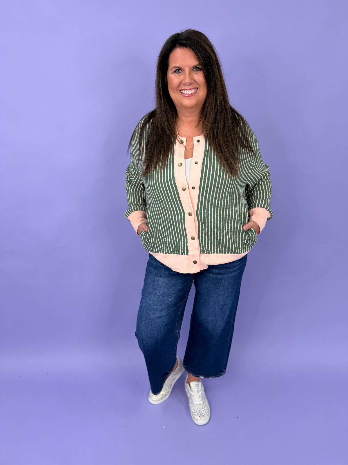 Striped Patchwork Long Sleeve Cardigan