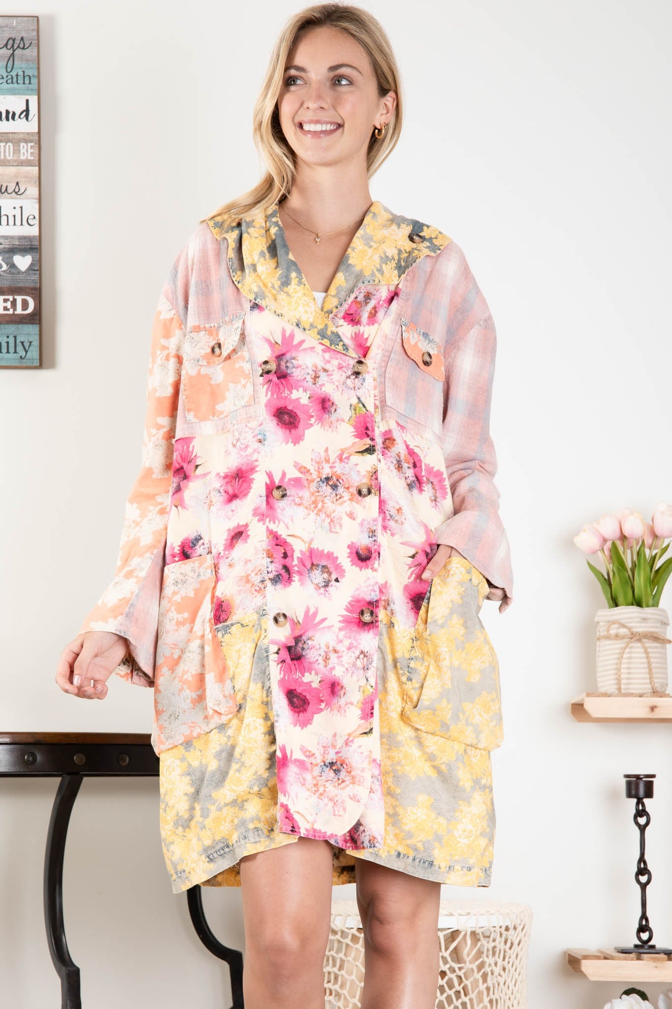 Floral Double-Breasted Statement Jacket