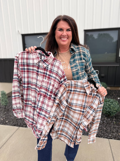 Collared Plaid Flannel Shirt