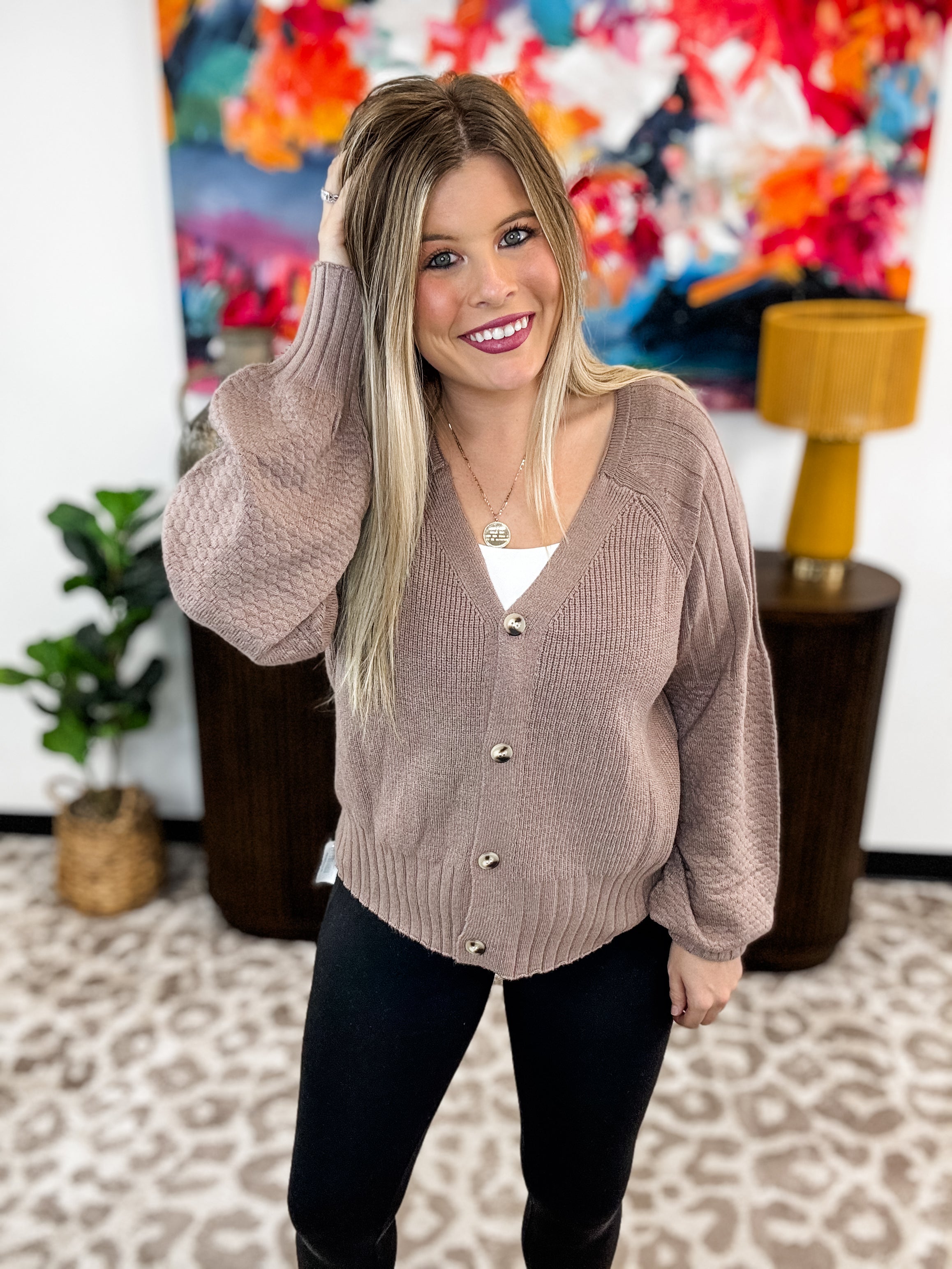 Goat Whisper Knit Cardigan - Brown