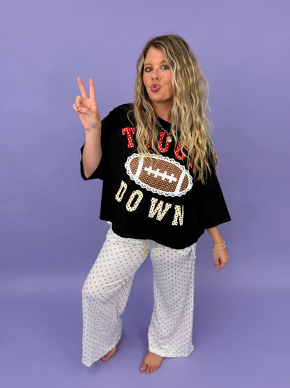 Football Game Day Polka Dots Washed Loose Fit Top