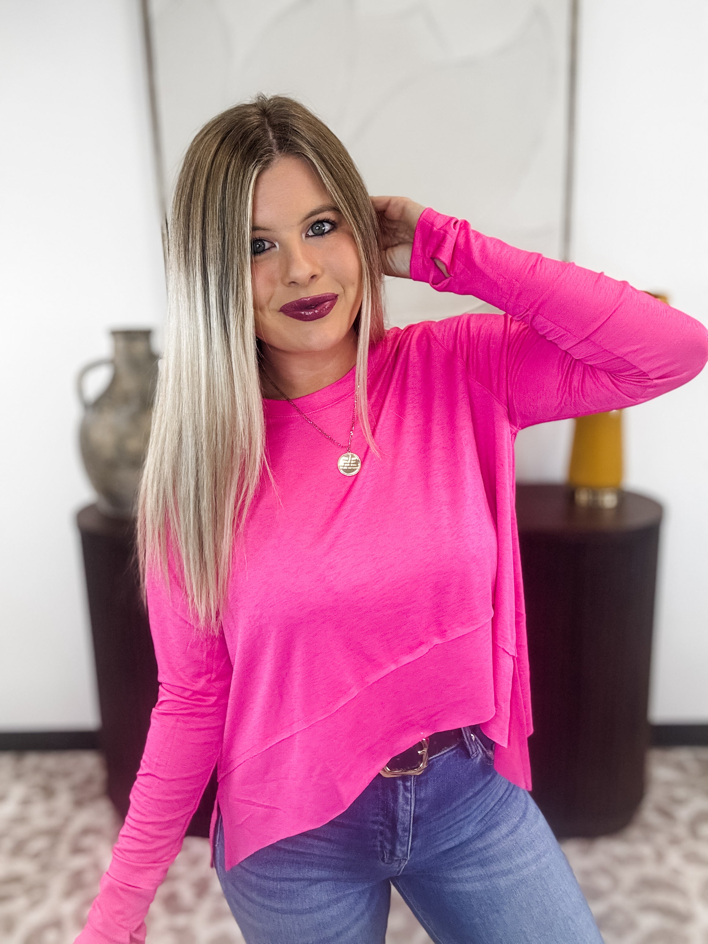 Ripple Effect Top - Fuchsia