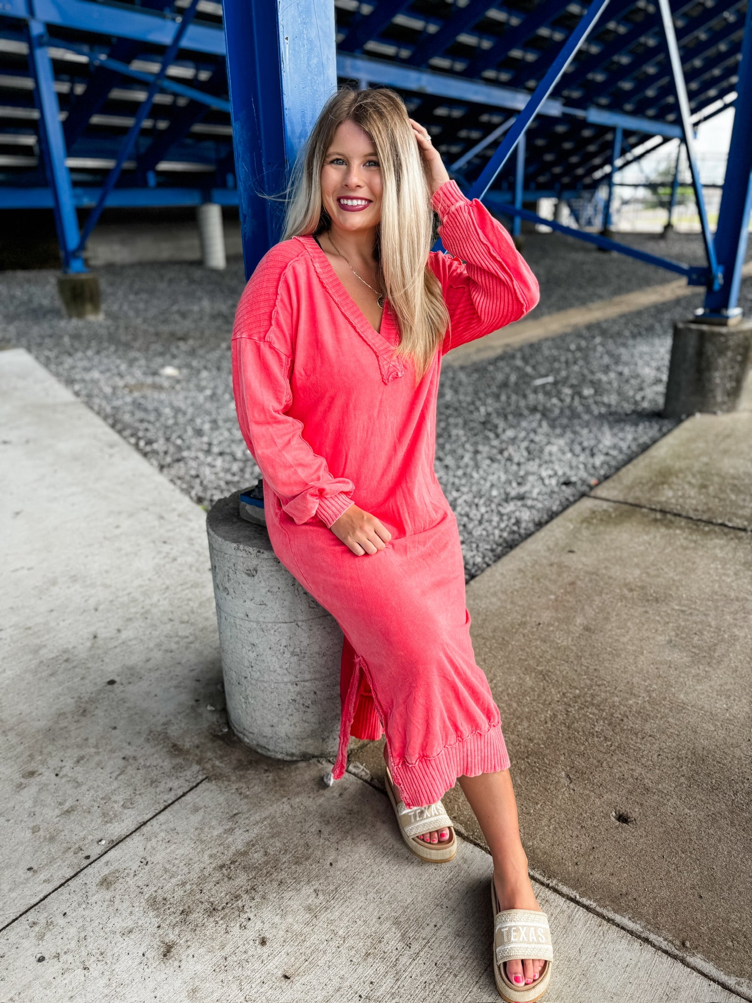 Faded Ember Dress - Coral