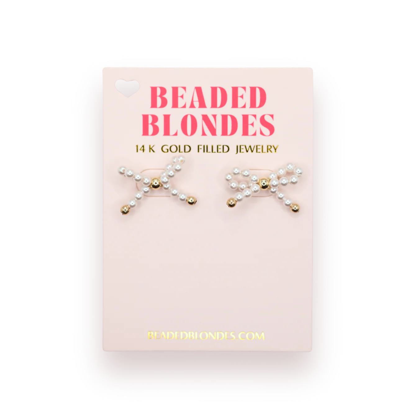 Beaded Blondes Pearl Bow Earrings