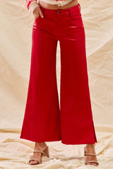 Glam Holiday Faux Leather Pants - Red