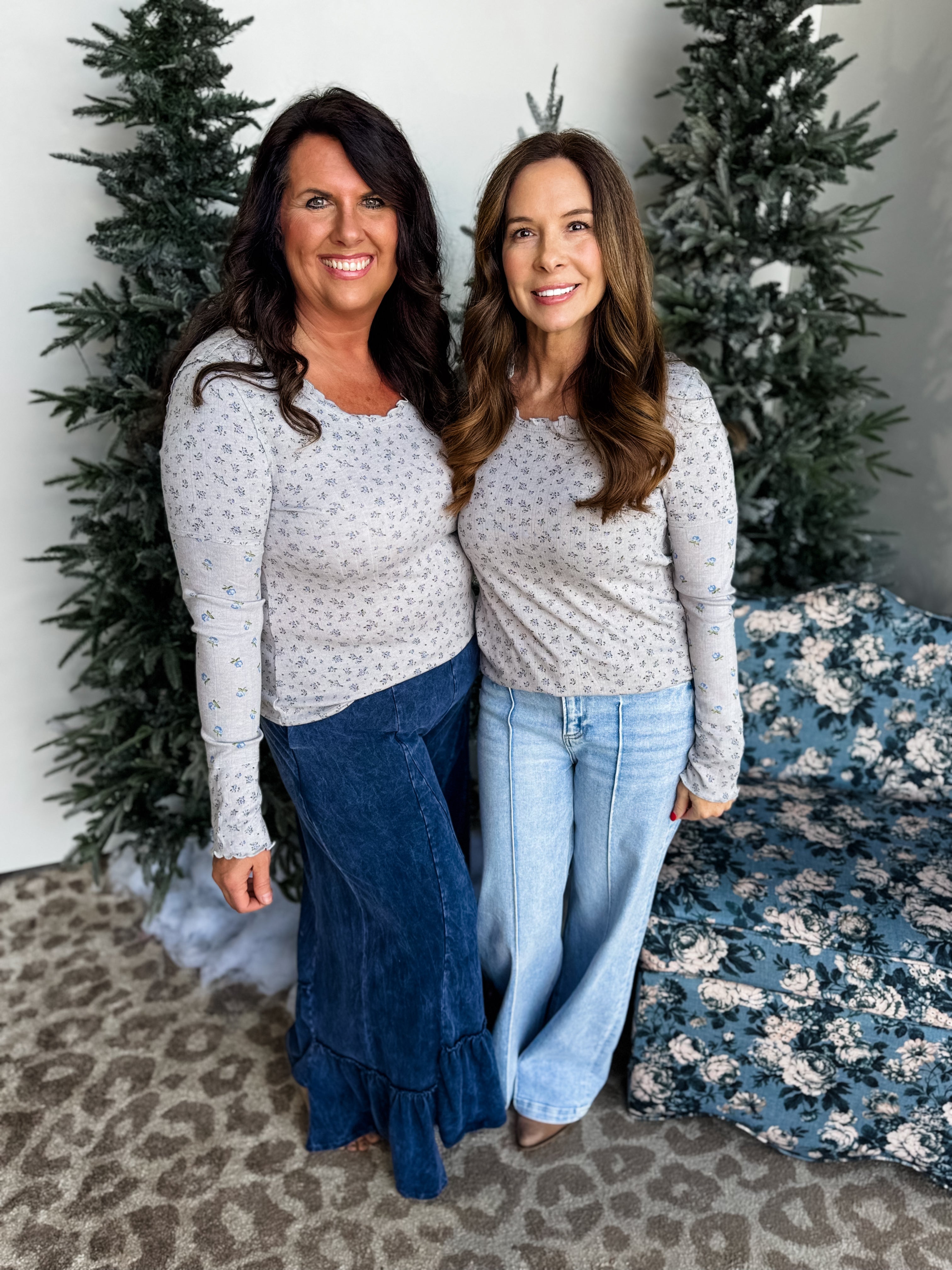 Bloom Trim Knit Top - Grey