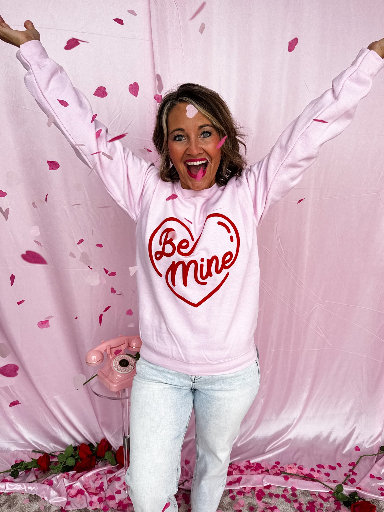 Be Mine Puff Sweatshirt - Light Pink