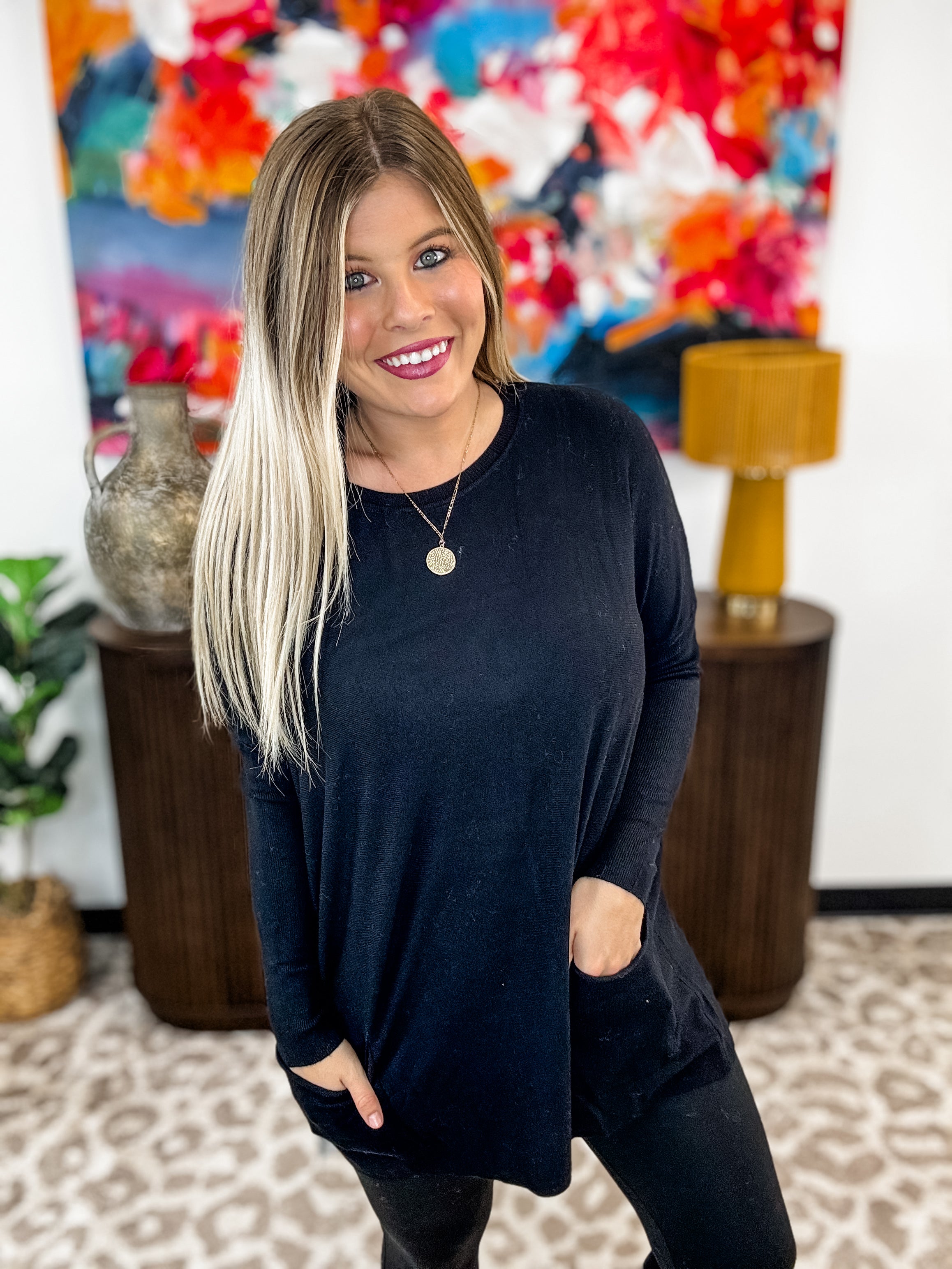 Cloud Pocket Sweater - Black