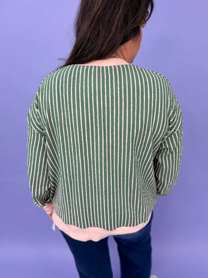 Striped Patchwork Long Sleeve Cardigan