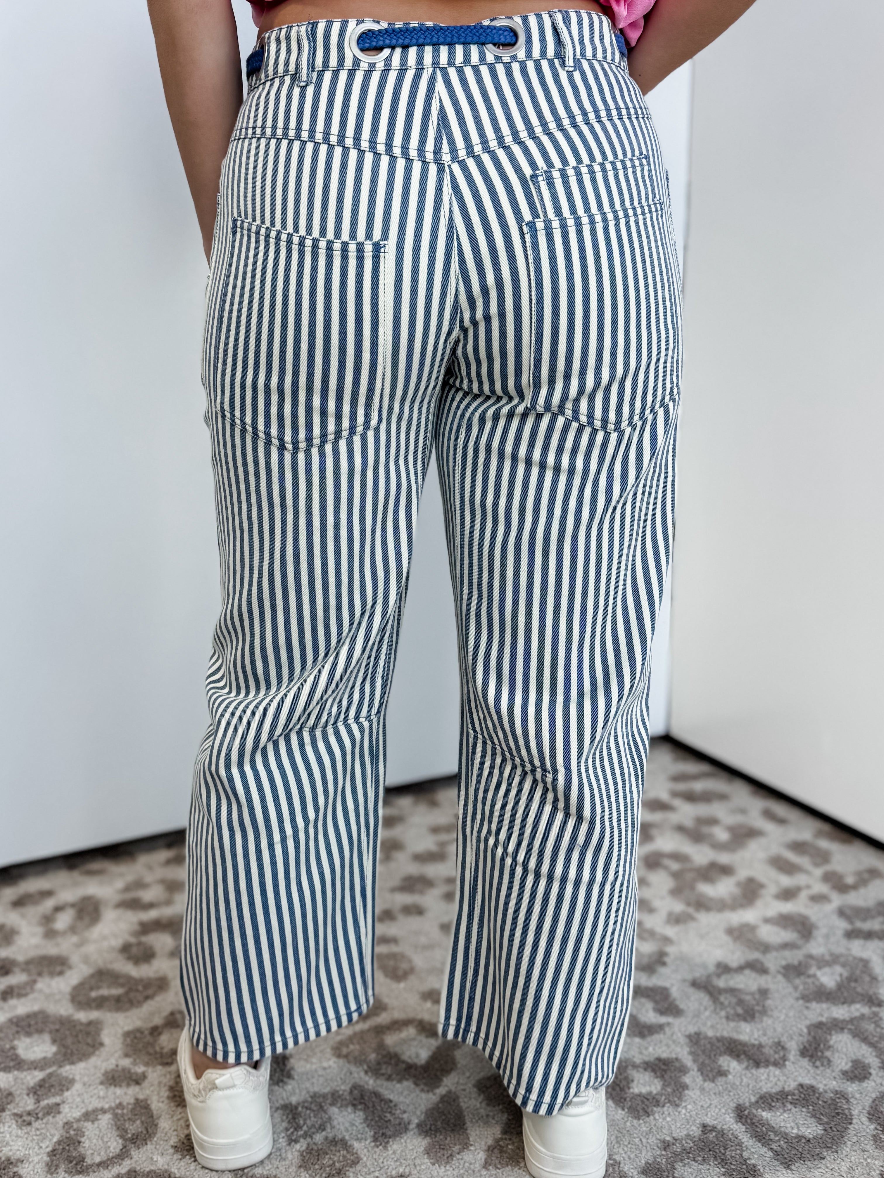 Twill & Line Pants - Navy