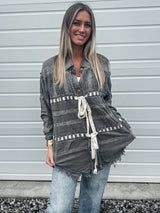 Ribbon Tie With Lace Button Top