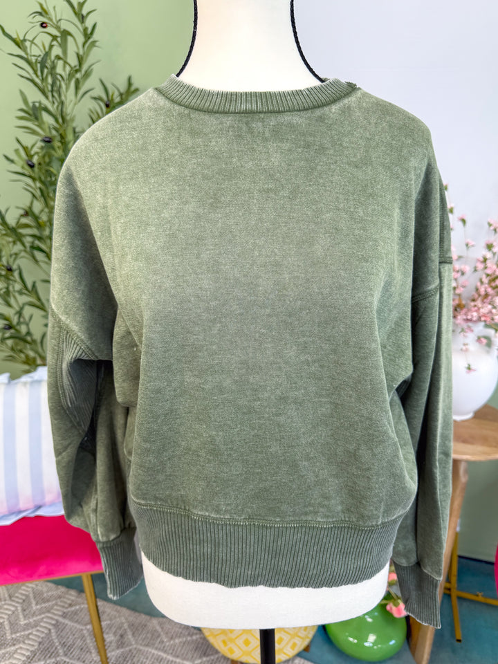 Acid Wash Fleece Pullover