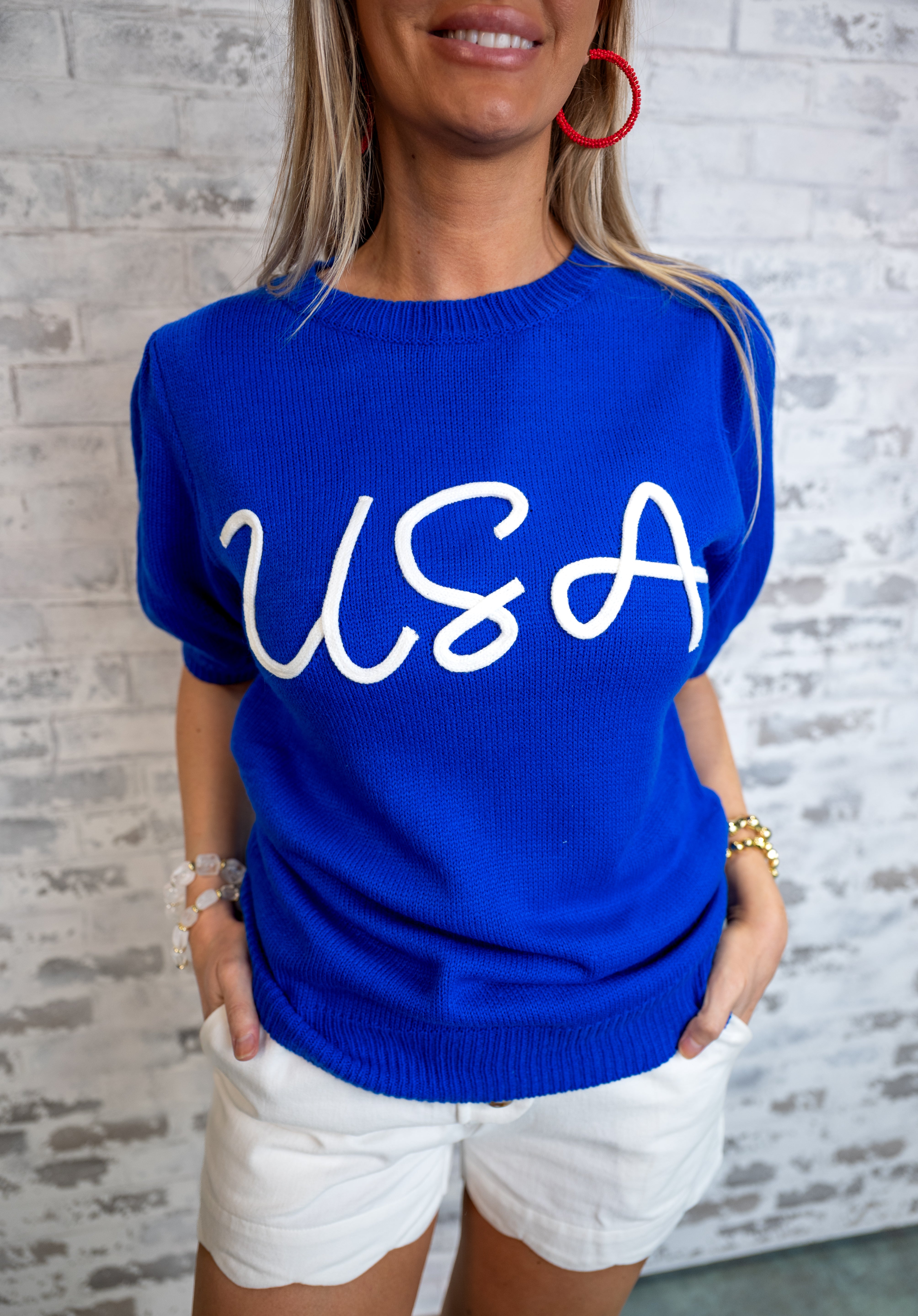All-American Ease Knit Top - Blue