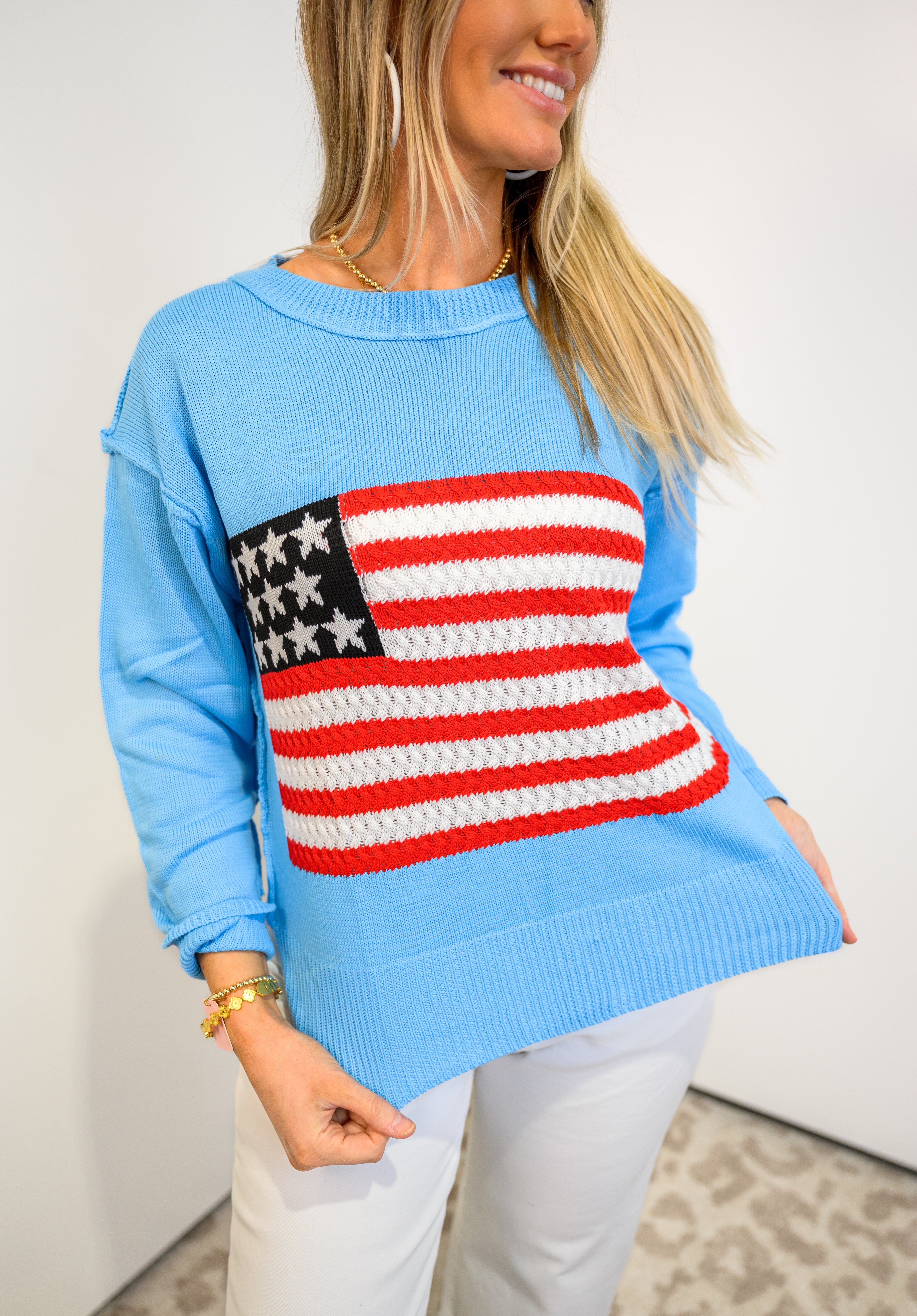 American Flag Oversized Pullover