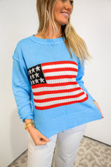 American Flag Oversized Pullover