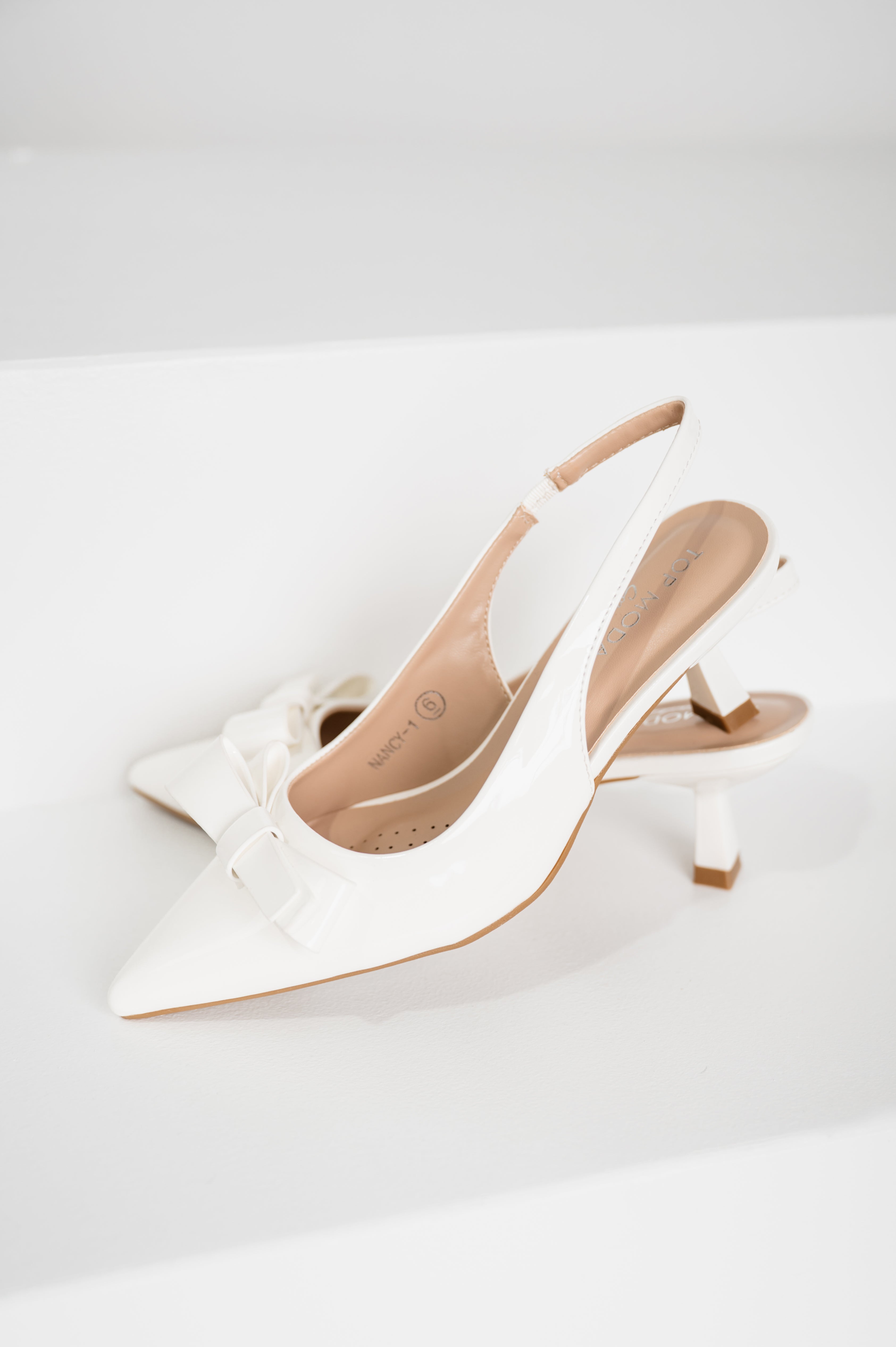 Arias Slingback Heel - White *Final Sale*