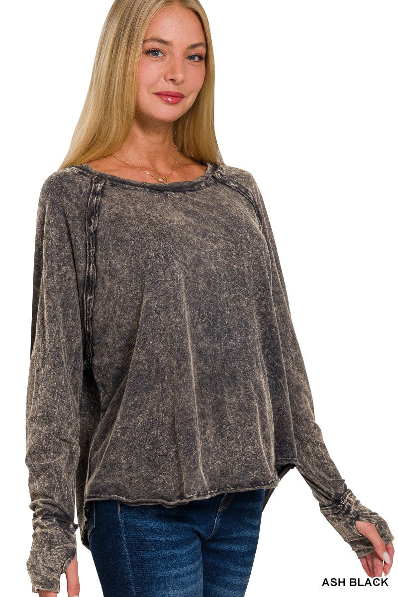 Crinkle Comfort Top - Ash Black FINAL SALE