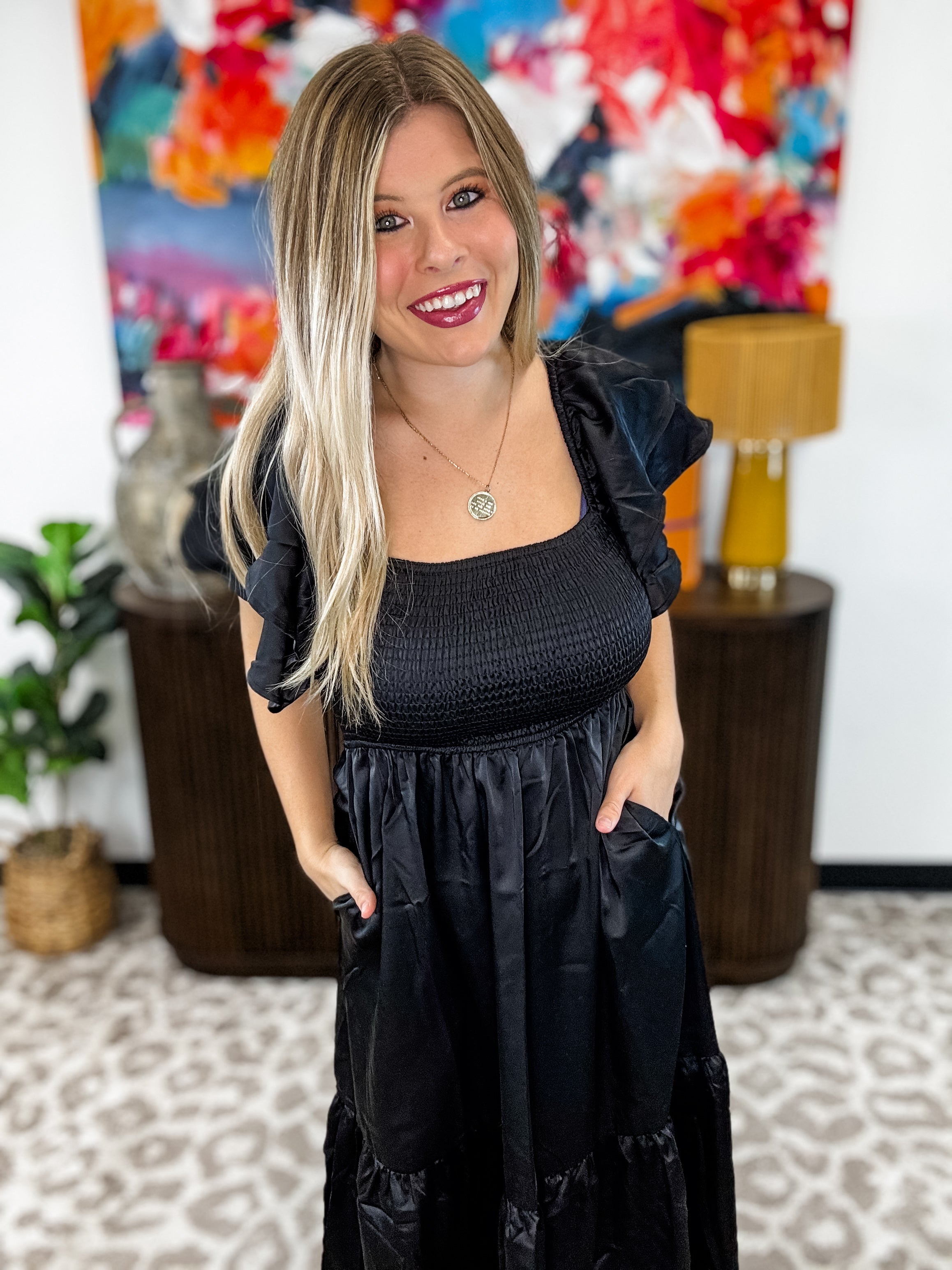 The Dreamy Muse Ruffle Dress - Black