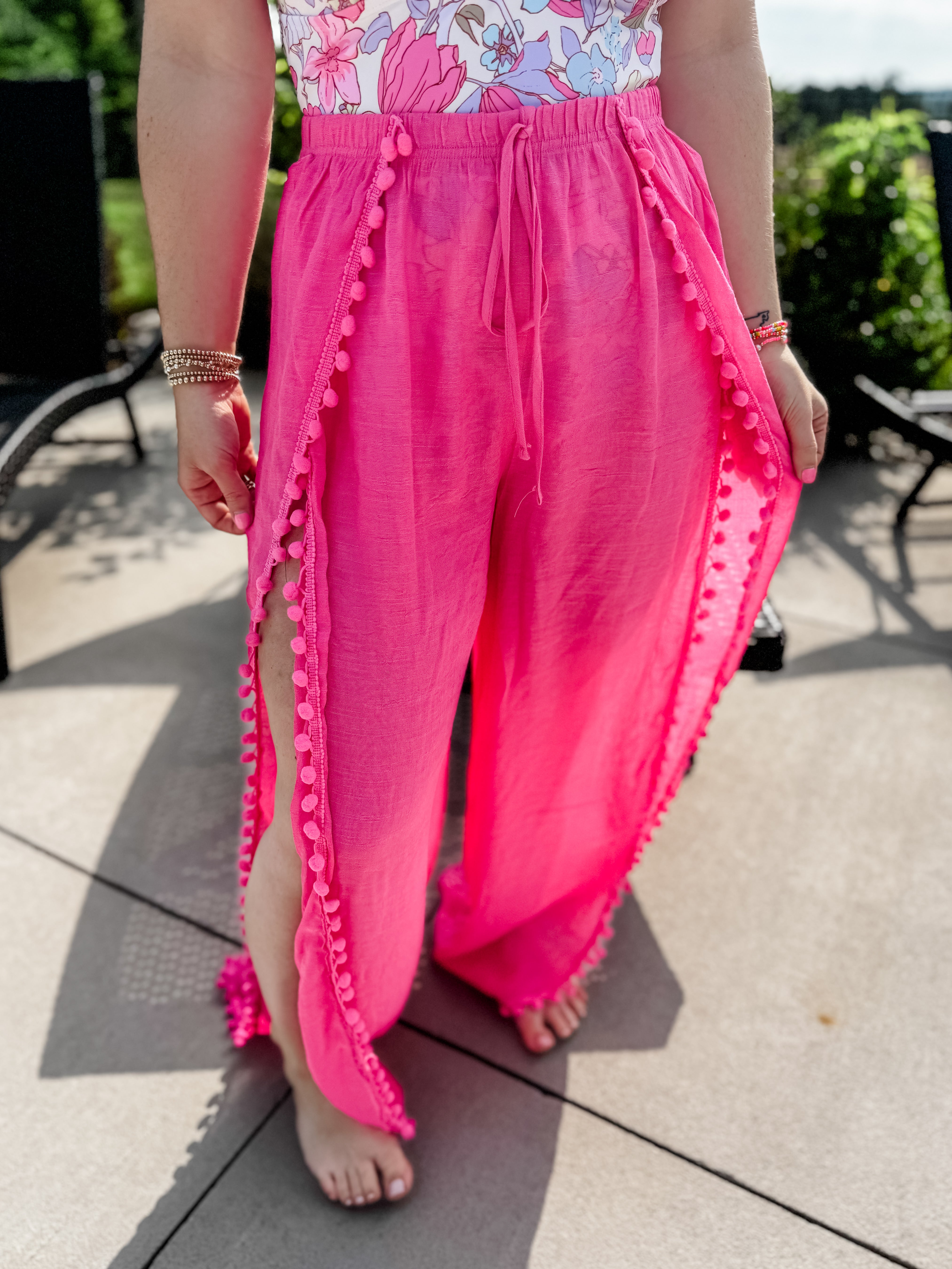 Coverup Flowy Pants - Pink Final Sale