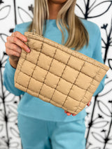 Pillow Puff Cosmetic Pouch - Tan DOORBUSTER