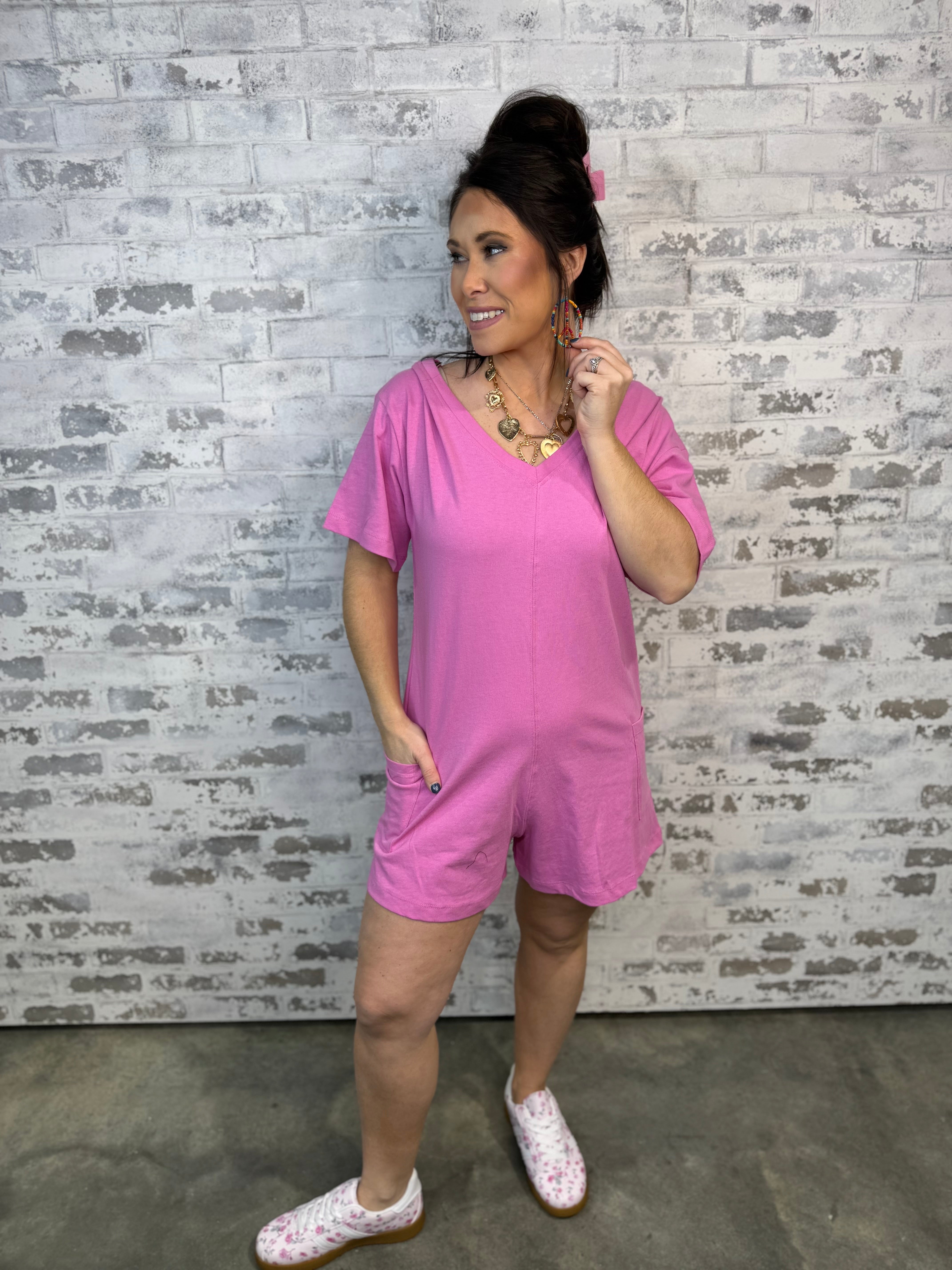 Flipside Flow Romper - Candy Pink