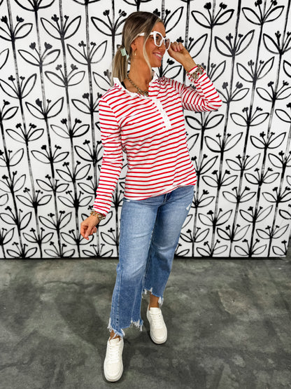Crimson Memory Stripe Top