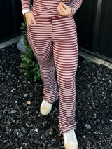Stripe & Comfort Pants - Mauve