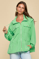 Breezy Utility Zip Jacket - Seafoam