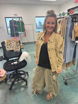 Distressed Criss-Cross Detail Jacket - Taupe
