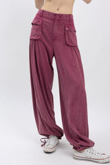Cargo Wide-Leg Cinch-Hem Pants