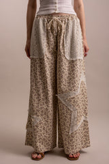 Lace Patchwork Wide-Leg Pants