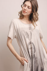 Indian Print Washed Maxi Dress-OATMEAL