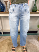 Barrel-Leg Cropped Center Seam Jeans