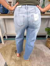 Barrel-Leg Cropped Center Seam Jeans