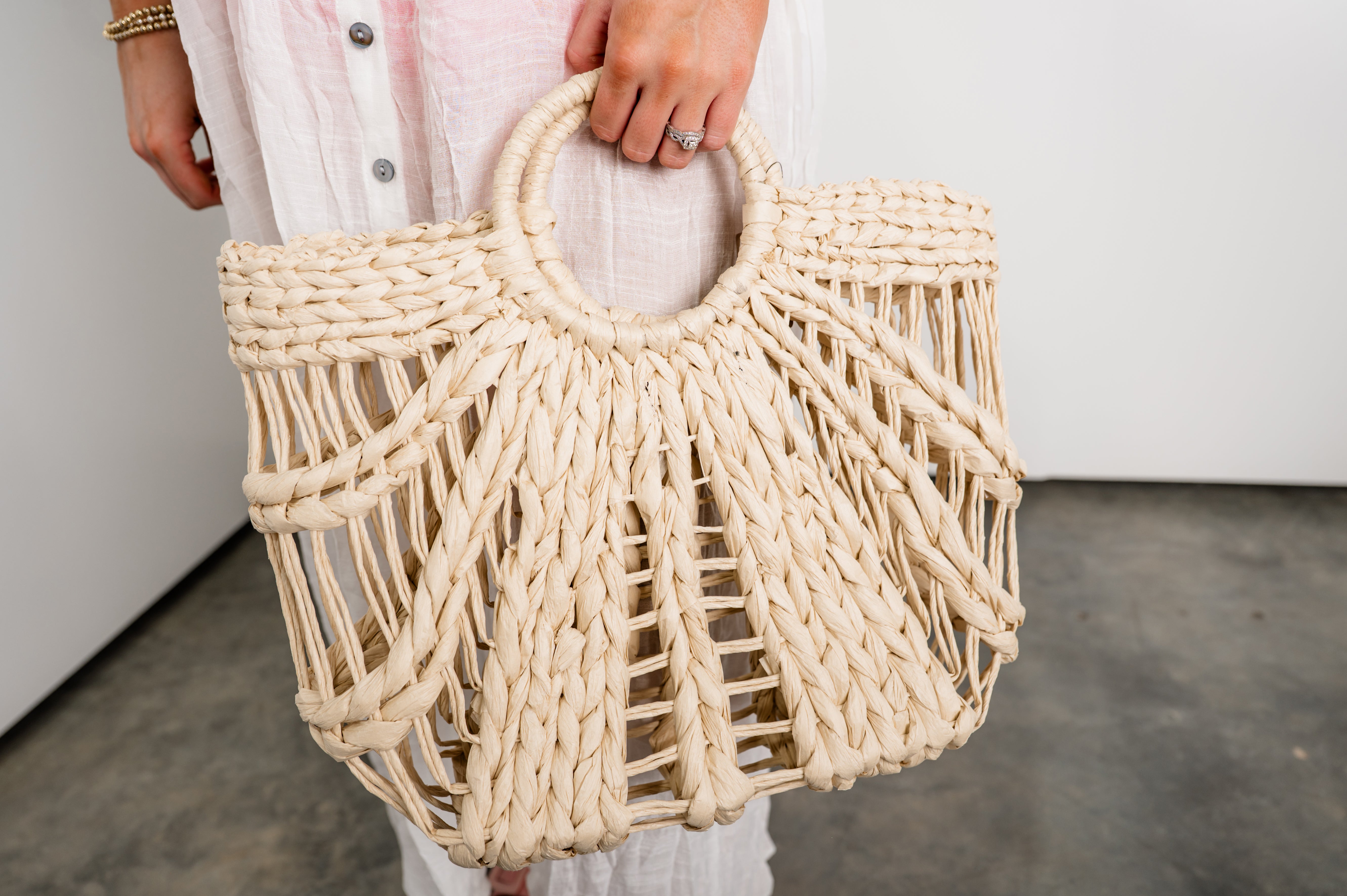 Beach Breeze Straw Tote - Ivory