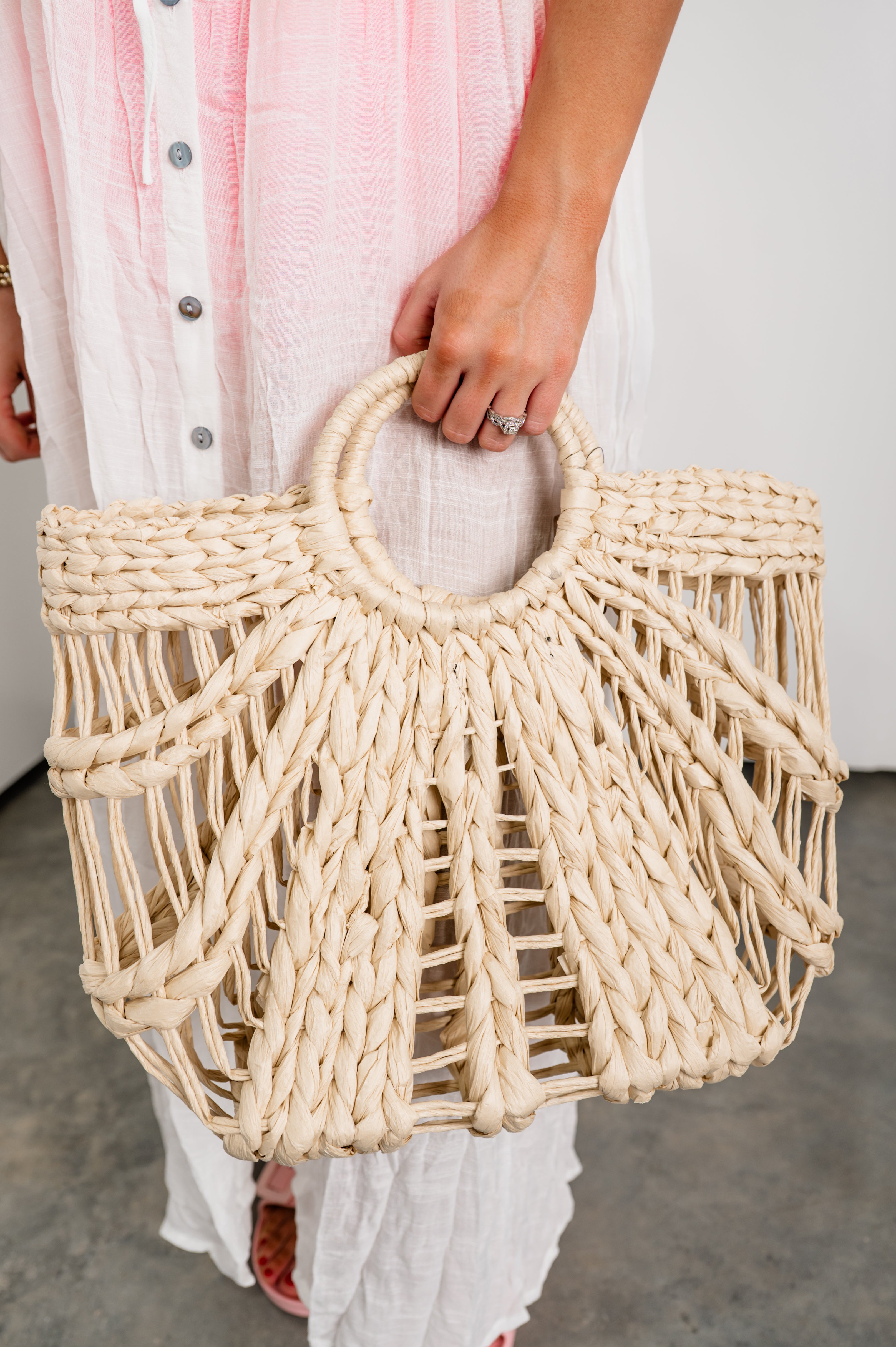 Beach Breeze Straw Tote - Ivory