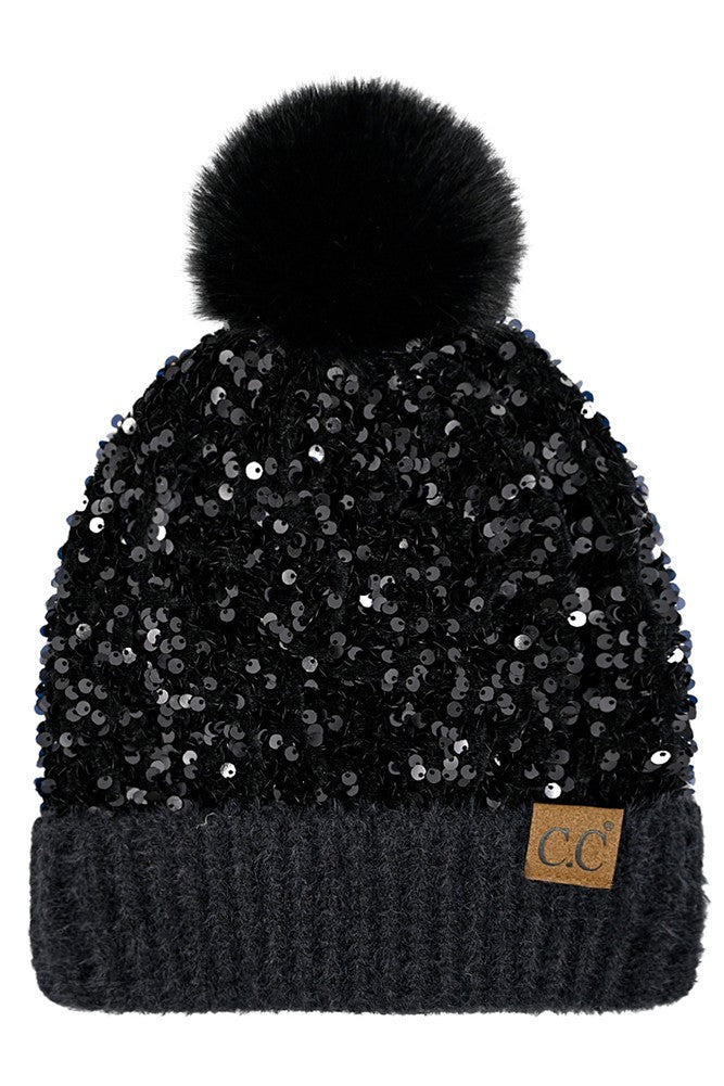 Winter Dazzle Knit Beanie - Black