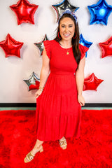 Bloom & Flow Ruffle Dress - Red