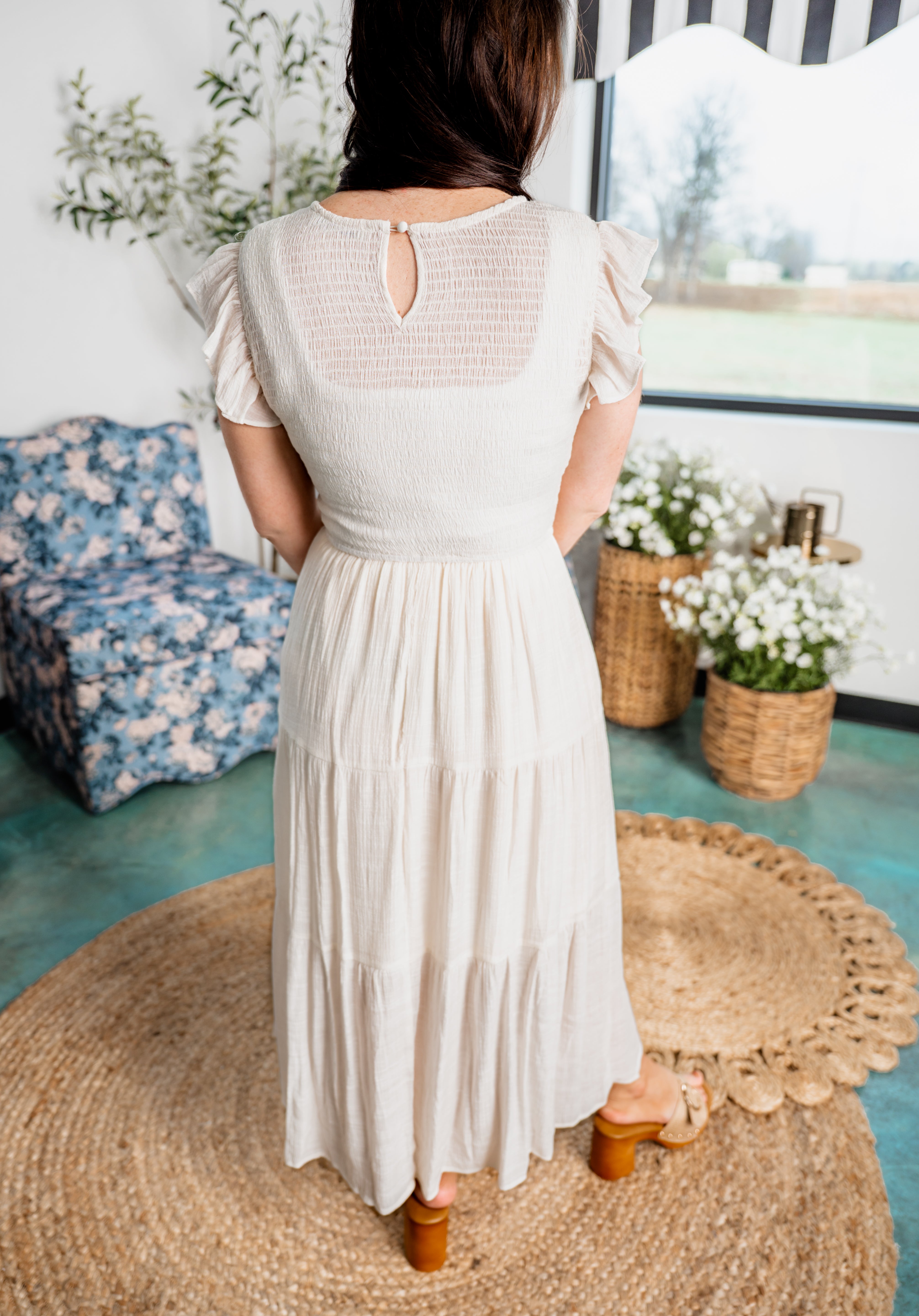 Bloom & Flow Ruffle Dress - Cream *Final Sale*