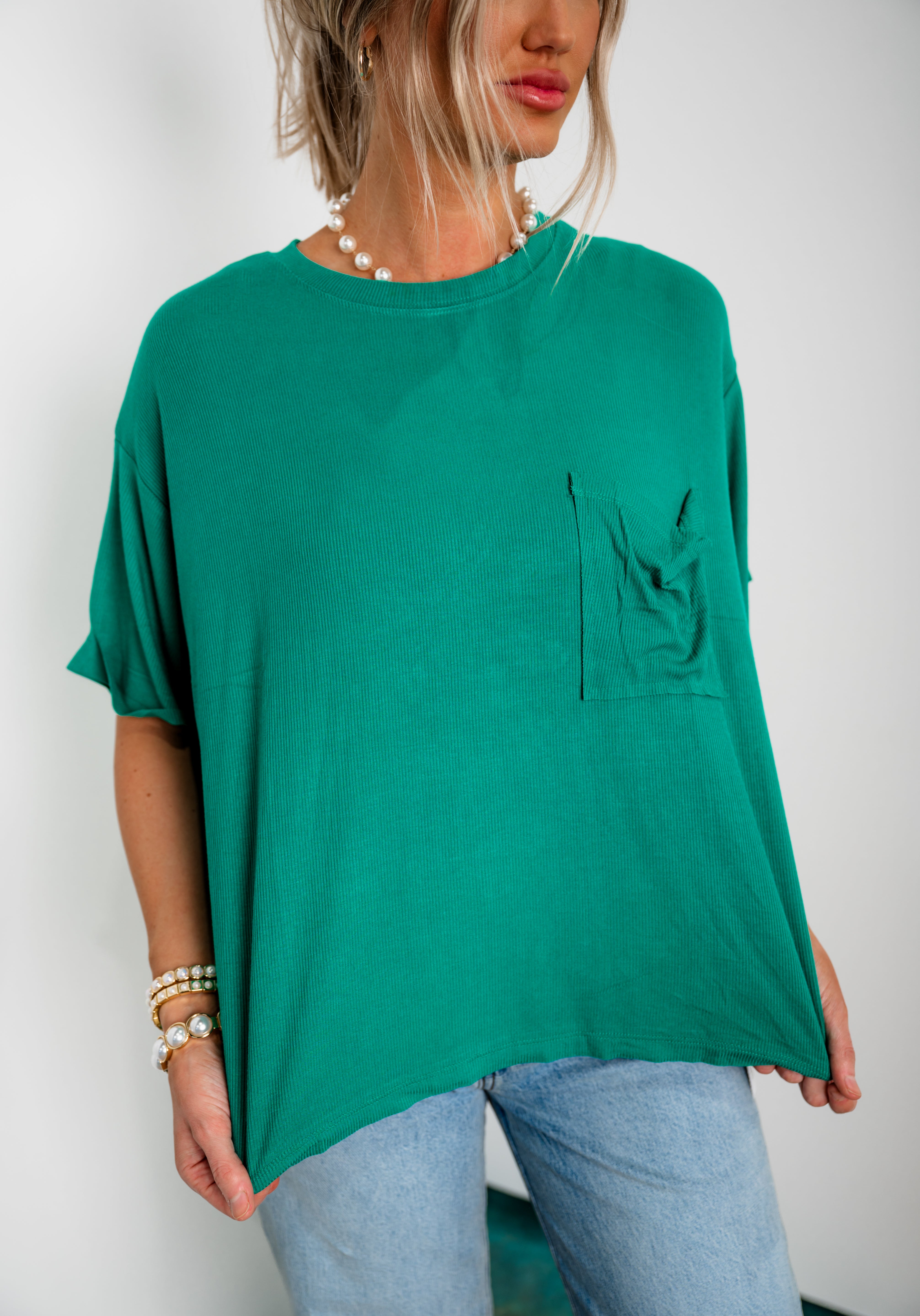 Blossom Ribbed Top - Green